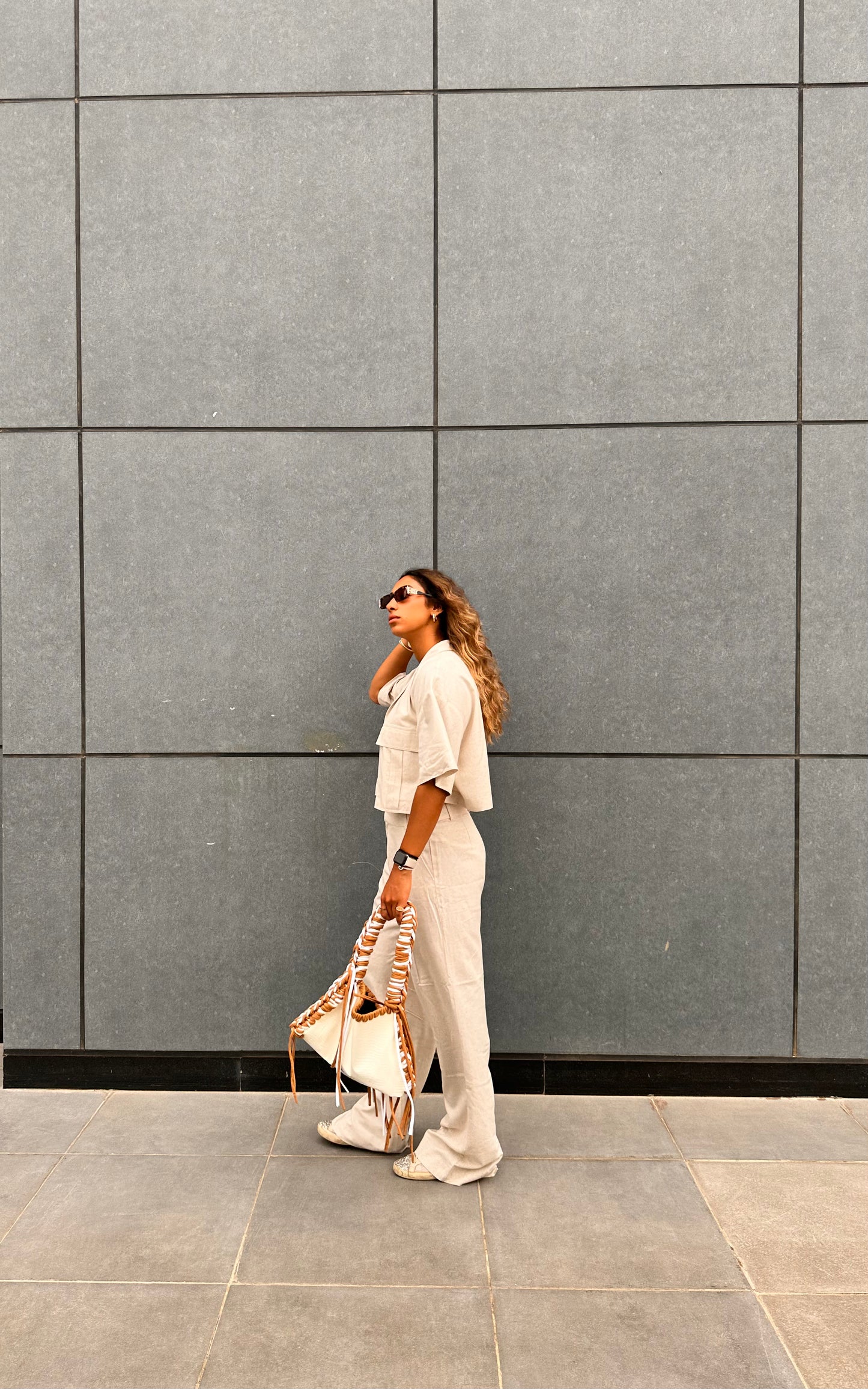 Boxy shirt in beige