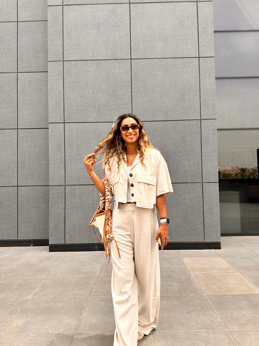 Boxy shirt in beige