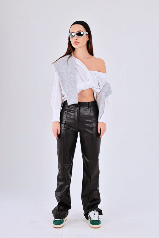 Leather Straight Fit trousers